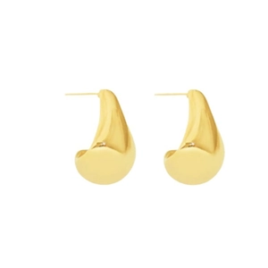 Minimalist golden teardrop earrings with polished metallic finish for women