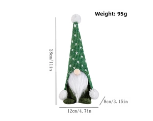 Detailed size chart of Christmas gnome plush showing dimensions of 28cm height and 95g weight