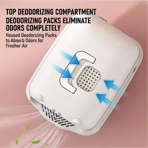 Enclosed litter box with top deodorizing compartment and air circulation system