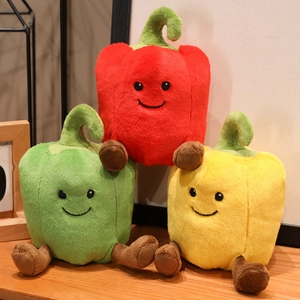 Bell Pepper Plush Toy Soft Stuffed Vegetable Chili Doll With Cute Smiling Face Novelty Cartoon Home Decoration Gift