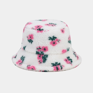 Bob en sherpa blanc à motifs floraux roses et verts pour la chaleur hivernale