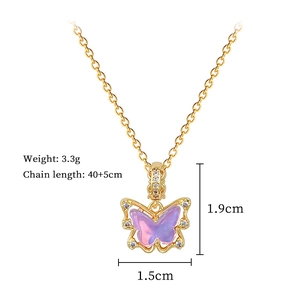 Spécifications de taille pour le collier papillon en zircon rose et chaîne dorée