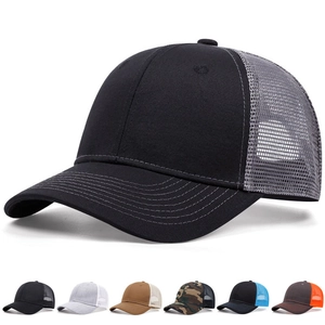 Mesh Trucker Hat Baseball Cap Cotton Breathable Adjustable Snapback Curved Brim Outdoor Sun Shade Solid Color Camouflage