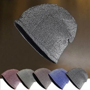 Reflective Knit Beanie Hat Acrylic Fleece Lined Warm Winter Windproof Outdoor Night Safety For Men Women