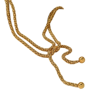Minimalist stainless steel long double bead chain necklace with spherical pendants