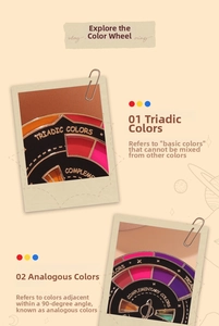 Macro detail of a rotating enamel color wheel brooch featuring triadic color schemes