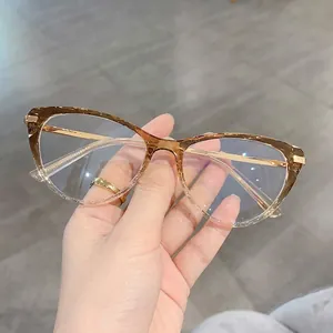 Cat Eye Eyeglasses Frame TR90 Metal Anti Blue Light Blocking Fashion Glasses Diamond Cut Edge For Women Unisex