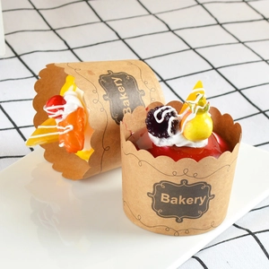 Kraft paper cupcake liners with scalloped edges and Bakery print for dessert display