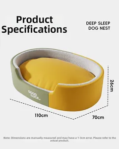 Detailed 3D diagram showing dimensions for a 110x70x26cm oval large dog bed