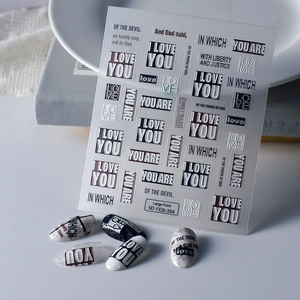 5D Relief Nail Stickers Embossed English Letter Large Font Self Adhesive DIY Manicure Decor Waterproof Fashion For Women