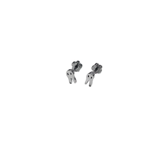 Minimalist titanium steel stud earrings in heart-shaped tooth design with silver-black finish