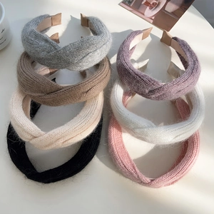 Chic milk tea color plush twisted knot headbands in various colors for winter season