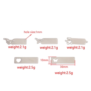 Customizable stainless steel long bar pendants with butterfly heart bear cutout designs