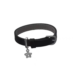 Bracelet Y2K en cuir noir avec pendentif étoile et strass, design ajustable chic