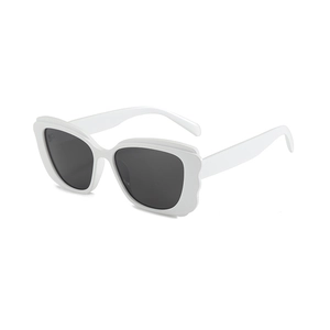White butterfly frame sunglasses with wavy edges and UV protection for a stylish look