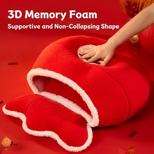Lettino festivo rosso per animali con memory foam 3D per un supporto resistente