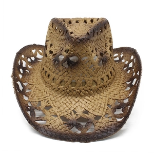 Cowboy Hat Hollow-out Paper Straw Sun Protection Summer Beach Retro Western Outdoor Sunshade Breathable
