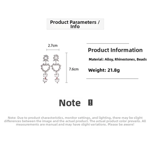 Spécifications de taille pour boucles d'oreilles cœur torsadé avec strass et mesures