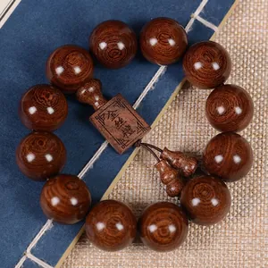 Buddhist Prayer Beads Bracelet Zebrawood Sandalwood Wooden Beads Ethnic Style Zen Meditation Natural Grain Polished Unisex