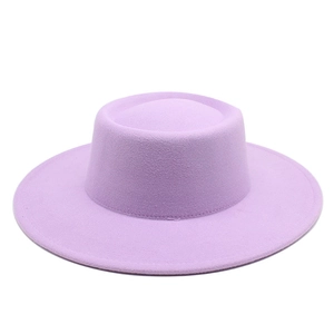 Boater Fedora Hat Woolen Felt Wide Brim Flat Top Vintage British Style For Men Women Autumn Winter Elegant