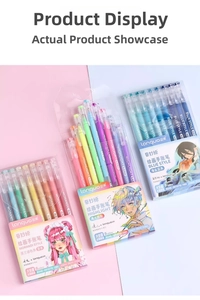 Detailed set of 9 high-capacity drawing pens in stylish anime packaging