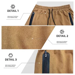 Khaki Jogginghose für Herren mit Kordelzug, atmungsaktivem Stoff und Reißverschlusstaschen