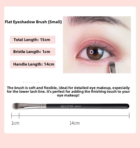 Detailed view of 15cm flat small eyeshadow brush for precise eye makeup application