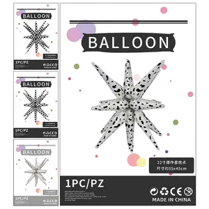 Ballon étoile en aluminium 22 pouces avec motifs noir et blanc pour décoration