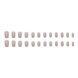 Faux ongles French manucure dégradé rose nude et blanc, lot de 24 pièces de tailles variées