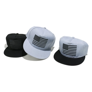 Hip-hop style baseball cap with American flag print, flat brim street dance hat