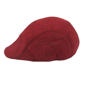 Detail shot of wine red ivy cap showing textured twill fabric and rounded side profile