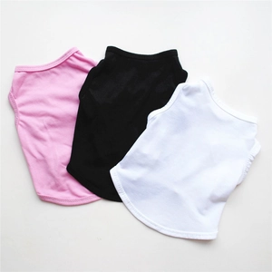 Three-pack thin cotton dog vests in pink, black and white for summer pet wear