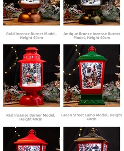 Dettaglio delle lanterne natalizie da 40cm con Babbo Natale e scene in miniatura