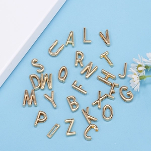 Polished 10mm golden alloy A-Z alphabet beads for personalized DIY bracelet jewelry making