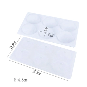 Detailed dimensions of 6-cavity lemon silicone mold for jelly mousse cake baking