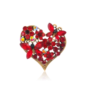 Vintage Zinklegierung Herz Schmetterling Brosche Luxus Strass Anstecknadel Elegant Mode Corsage Schmuck Für Anzüge Mäntel Damen