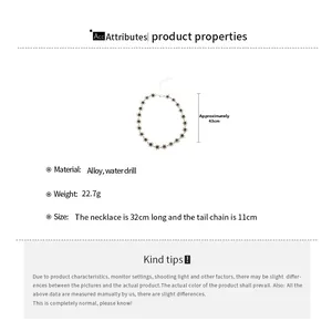 Detail specifications of floral diamond necklace with dimensions and material info