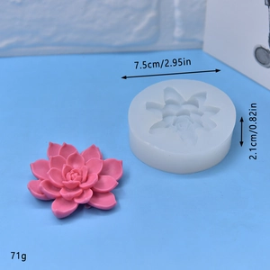 3D lotus succulent flower silicone mold for DIY candles, soap and fondant crafts