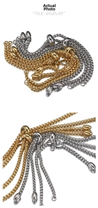 Detailed macro view of gold and silver adjustable stainless steel box chain sliders
