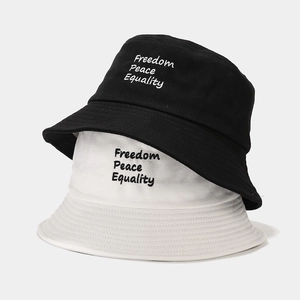Bob En Coton Canvas Protection Solaire Extérieur Voyage Streetwear Freedom Peace Equality Broderie Pour Femmes Hommes