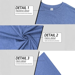 Men's blue slim fit athletic shirt showing neckline, fabric texture and hem details