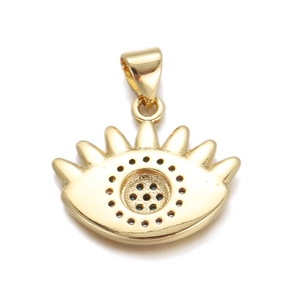 Gold plated evil eye pendant with cubic zirconia detail for DIY jewelry making