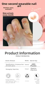 Short ballet press-on nails with 3D camellia relief, pearls and blush gradient effect
