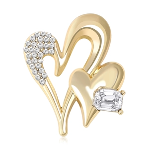 Elegant Women Linked Hearts Brooch Alloy Rhinestone Crystal Sparkling Suit Coat Pin Jewelry Fashion Accessories