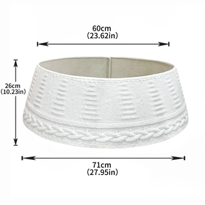 Cache-pied de sapin de Noël blanc en tricot torsadé avec schéma des dimensions
