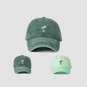 Washed Cotton Baseball Cap Embroidered Palm Tree Sun Protection Outdoor Casual Vintage Hat For Men Women