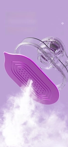 Close-up of portable steam iron head showing 20s fast heating and powerful steam