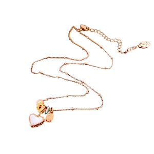 18k gold plated heart pendant necklace with rose gold chain and elegant charms