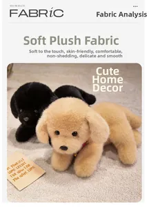 Close-up of soft plush fabric texture on black and brown labrador puppy stuffed animals