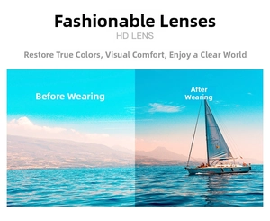 HD lens comparison showing color restoration and visual optimization for outdoor use
